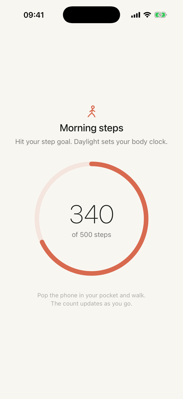 The Morning steps mission in First Step counting steps towards the goal