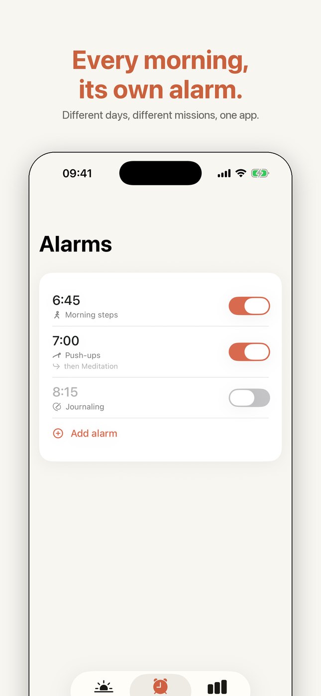 Every morning, its own alarm